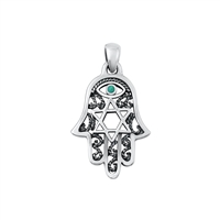 Silver Stone Pendant - Hamsa & Star of David