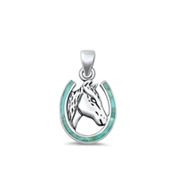Silver Lab Opal Pendant - Horse
