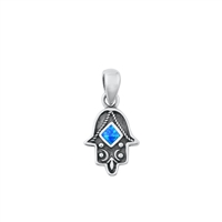 Silver Lab Opal Pendant - Hamsa