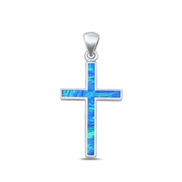 Silver Lab Opal Pendant - Cross