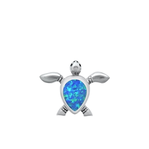 Silver Lab Opal Pendant - Turtle