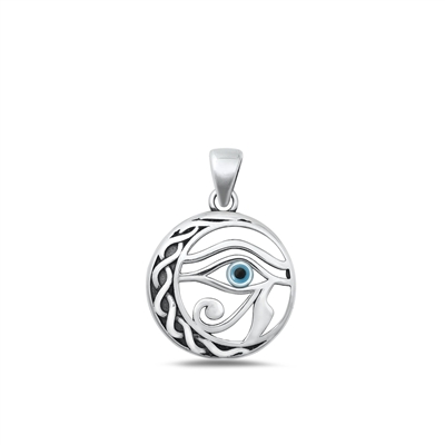 Silver Stone Pendant - Evil Eye & Moon