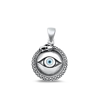 Silver Pendant - Evil Eye & Snake