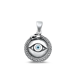 Silver Pendant - Evil Eye & Snake