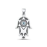 Silver Pendant - Hamsa & Evil Eye