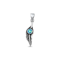 Silver Lab Opal Pendant - Feather