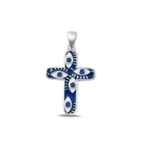 Silver Stone Pendant - Cross Evil Eye