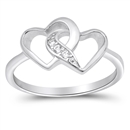 Silver CZ Ring - Double Hearts