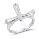 Silver CZ Ring - Cross