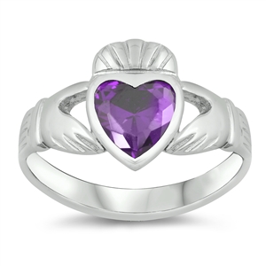 Silver CZ Ring - Claddagh