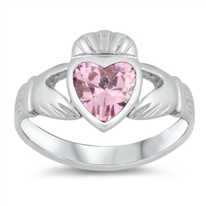 Silver CZ Ring - Claddagh