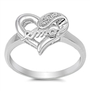 Silver CZ Ring - Heart, Amor