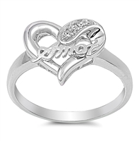 Silver CZ Ring - Heart, Amor