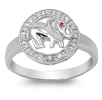 Silver CZ Ring - Elephant