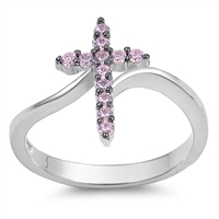 Silver CZ Ring - Cross