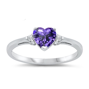 Silver CZ Ring - Heart