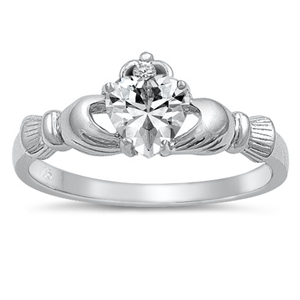 Silver CZ Ring - Claddagh