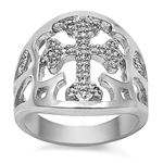 Silver CZ Ring - Cross