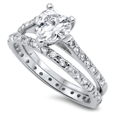Silver Wedding Ring Sets - Heart