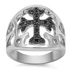 Silver CZ Ring - Cross