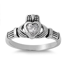 Silver CZ Ring - Claddagh