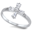 Silver CZ Ring - Cross