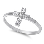 Silver CZ Ring - Cross