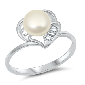 Silver CZ Ring - Pearl