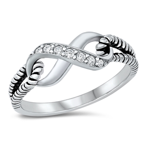 Silver CZ Ring - Infinity Knot