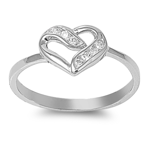 Silver CZ Ring - Heart