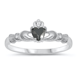 Silver CZ Ring - Claddagh Ring