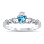 Silver CZ Ring - Claddagh Ring