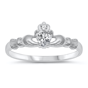 Silver CZ Ring - Claddagh Ring