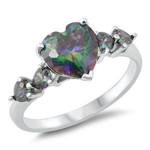 Silver CZ Ring - Heart