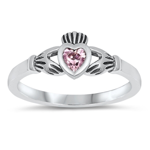 Silver CZ Ring - Claddagh