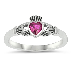 Silver CZ Ring - Claddagh