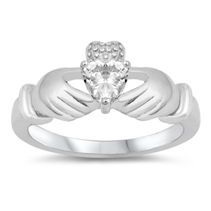 Silver CZ Ring - Claddagh Ring