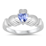 Silver CZ Ring - Claddagh Ring