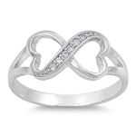 Silver CZ Ring - Infinity Heart