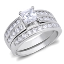Silver CZ Ring - Wedding Set