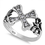 Silver CZ Ring - Cross