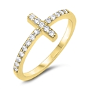 Silver CZ Ring - Sideways Cross