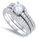 Silver CZ Wedding Ring Sets