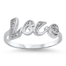 Silver CZ Ring - Love