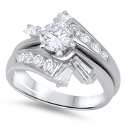 Silver Wedding Ring Sets