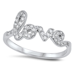 Silver CZ Ring - Love