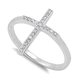 Silver CZ Ring - Cross