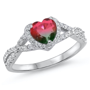 Silver CZ Ring - Heart