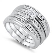 Silver Weding Ring Sets