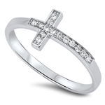 Silver CZ Ring - Cross